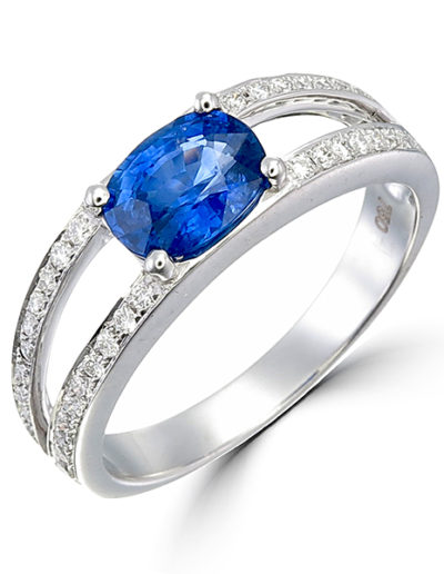 Anillo Nathalie, Zafiro cojin 1.41 ct, Diamantes 0.28 ct