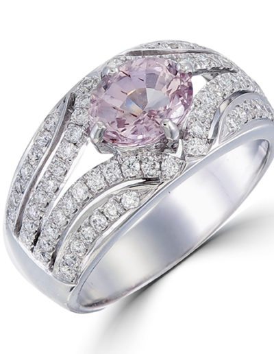 Anillo Zafiro Rosado 1.16 ct, Diamantes 0.68 ct