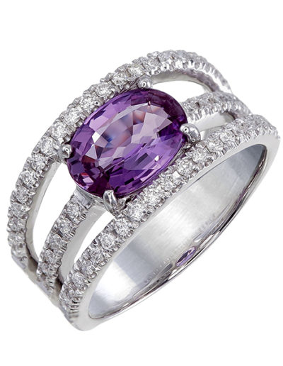 Anillo Zafiro Rosado No calentado, 2.035 cts, Diamantes 0.41 ct