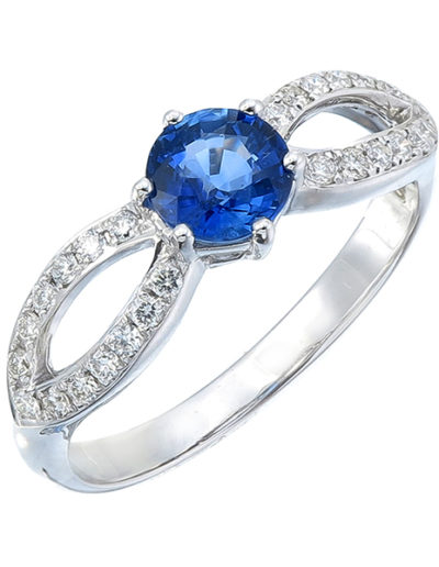 Blue Sapphire Butterfly ring 0.77 ct diamonds 0.20 ct
