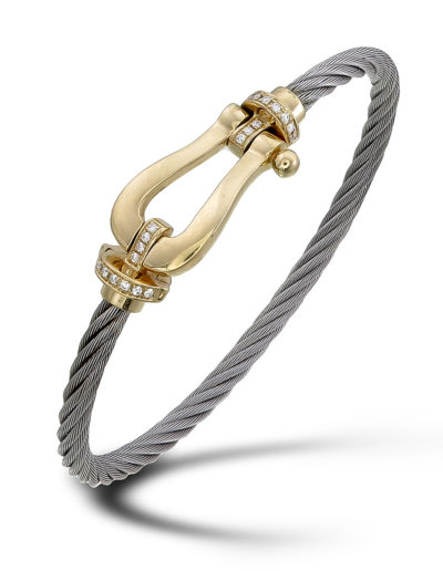 Bracelet Acier et Or jaune, Diamants 0.18 ct