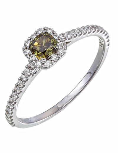 Green Diamond ring 0.31 ct et 0.24 ct